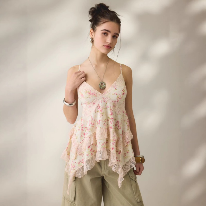 Vintage Floral Chiffon Cami To - Cami Top Lace recensione e prezzo