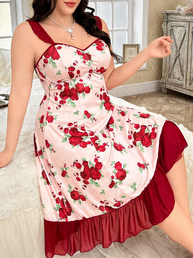 Plus Size Women's Floral Print - Cami Top Lace recensione e prezzo