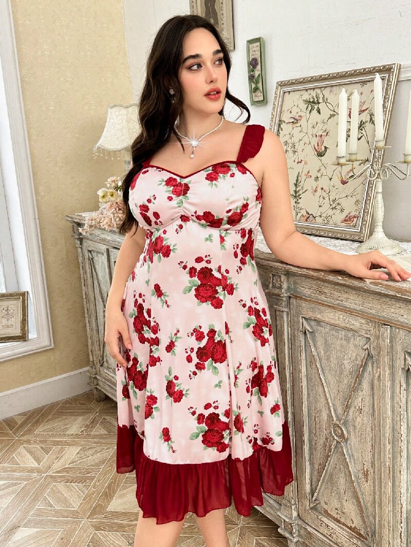 Plus Size Women's Floral Print - Cami Top Lace recensione e prezzo