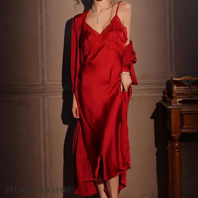 Female Long Robe 2PCS Set Eleg - Robe Silk Women recensione e prezzo