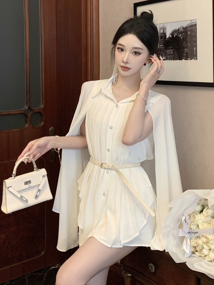 Elegant White Shawl Collar Ple - Corset Waist Cinch recensione e prezzo