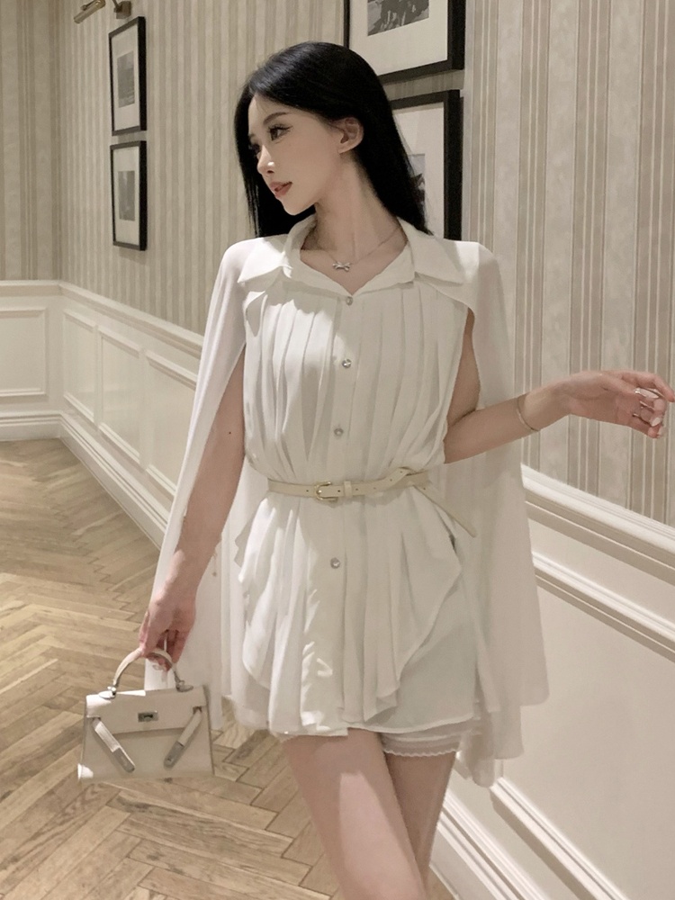Elegant White Shawl Collar Ple - Corset Waist Cinch recensione e prezzo