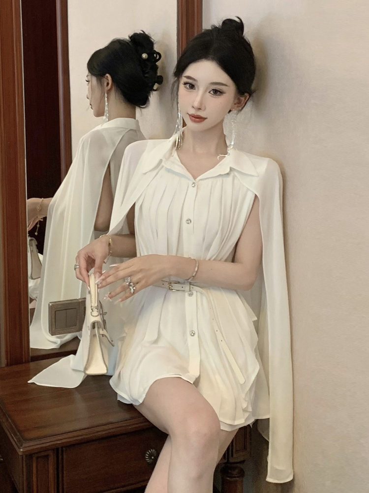 Elegant White Shawl Collar Ple - Corset Waist Cinch recensione e prezzo