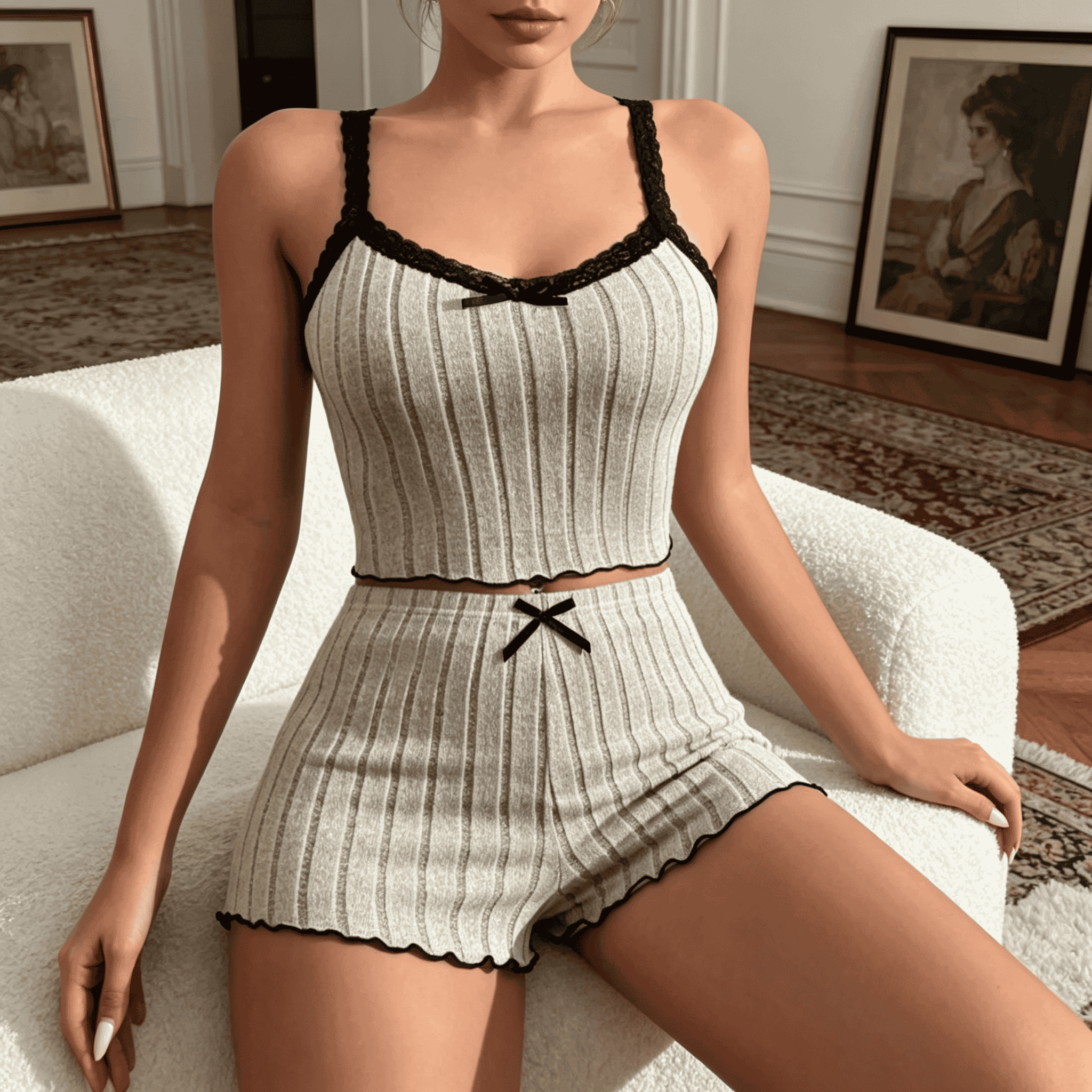 Women Cute Summer Ribbed Knit  - Cami Top Lace recensione e prezzo