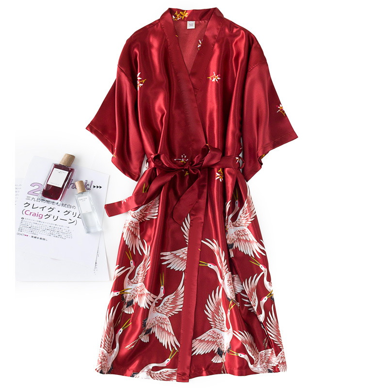 Burgundy Women 2PCS Faux Silk  - Robe Silk Women recensione e prezzo